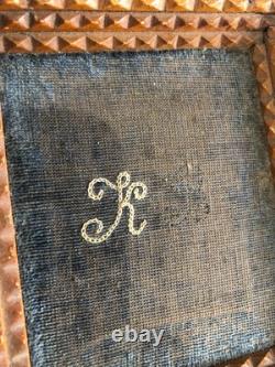 Tramp Art Sewing or Jewelry Box in Carved Wood, Folk Art