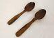 Translation: 2 Breton Wooden Spoons, Finely Carved, Late 19th Century To Early 20th Century.