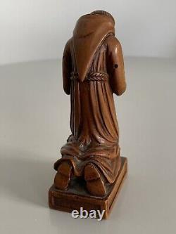 Translation: Ancient Carved Boxwood Statue of a Monk from the 18th or 19th Century.