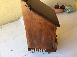 Translation: Old beautiful Provençal salt box in carved walnut with drawer