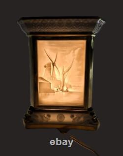 Triangular Lithophane Night Light 19th Century Mill Boat The Cat & The Grandmother