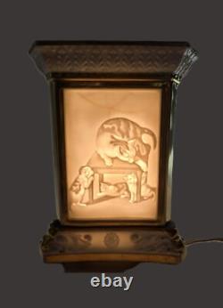 Triangular Lithophane Night Light 19th Century Mill Boat The Cat & The Grandmother