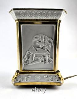 Triangular Lithophane Night Light 19th Century Mill Boat The Cat & The Grandmother