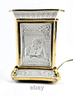 Triangular Lithophane Night Light 19th Century Mill Boat The Cat & The Grandmother