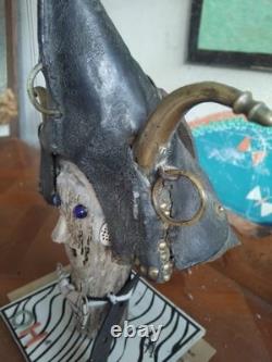 Unique antique art object signed OH strange rustic wood creator of sensations