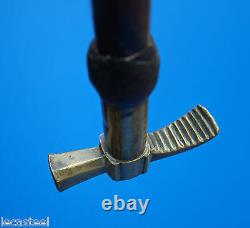 Unusual Small Hammer Cane Bronze Keg Leather Reed