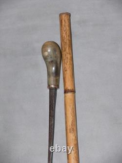 Unusual vintage old cane walking-stick PARIS forged iron soul