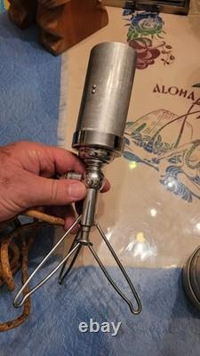 VERY RARE LABINAL CHROMER FUSEE ART DECO 1940 LAMP WITH ITS ALUMINUM CASE