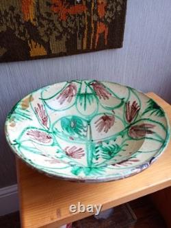 Very Old Deep Dish Glazed Earthware Pottery Antique Heart Decor