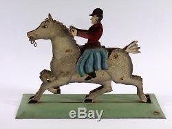 Very Old Toy Balancier, Painted Sheet Metal, Horse And Rider, Xix, 27 CM