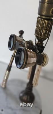 Very RARE Bronze Lamp with Inlaid Mother-of-Pearl Binoculars / Cabaret Paris