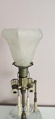 Very RARE Bronze Lamp with Inlaid Mother-of-Pearl Binoculars / Cabaret Paris