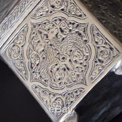 Very Rare Persian Antique Qajar Qalamzani Silver Box Islamic / C + Provenance