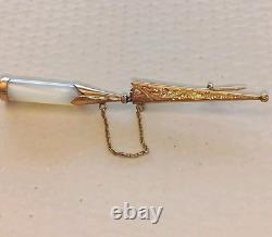 Very Rare Small Corsican Vendetta Knife Gold Mother-of-Pearl Brooch