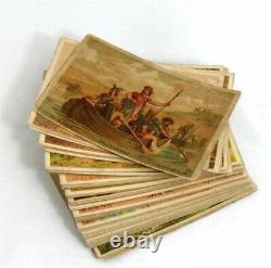 Very beautiful series of 76 old educational cards, kings of France, XIX