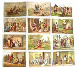 Very beautiful series of 76 old educational cards, kings of France, XIX