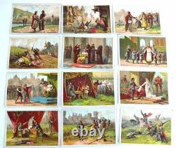 Very beautiful series of 76 old educational cards, kings of France, XIX