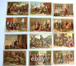 Very beautiful series of 76 old educational cards, kings of France, XIX