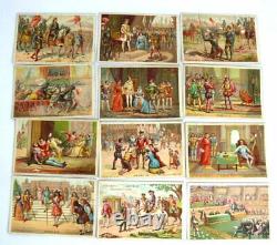 Very beautiful series of 76 old educational cards, kings of France, XIX