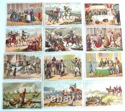 Very beautiful series of 76 old educational cards, kings of France, XIX