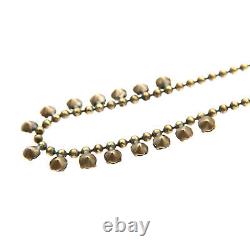 Vintage 20s 30s Art Deco Brass and Crystal Pearl Necklace