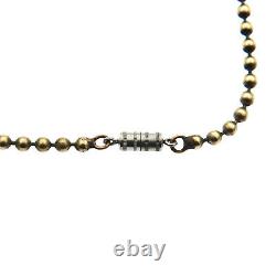 Vintage 20s 30s Art Deco Brass and Crystal Pearl Necklace