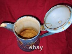 Vintage Enamelled Metal Coffee Pot with Bird Design (Finches) TTB 21 cm