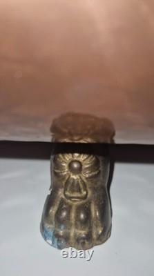 Vintage Hammered Copper and Brass Lion Head Fireplace Log Basket
