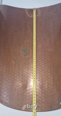 Vintage Hammered Copper and Brass Lion Head Fireplace Log Basket