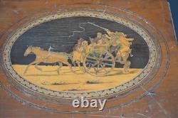 Vintage olive wood document holder, souvenir from Nice, Sorrento marquetry