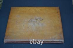 Vintage olive wood document holder, souvenir from Nice, Sorrento marquetry