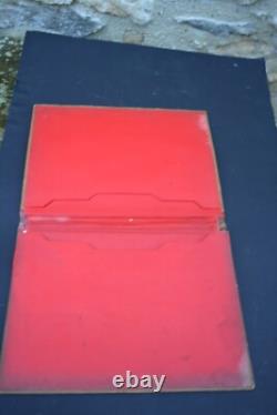 Vintage olive wood document holder, souvenir from Nice, Sorrento marquetry