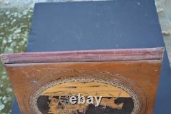 Vintage olive wood document holder, souvenir from Nice, Sorrento marquetry