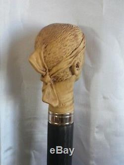 Walking Stick Stick Corsican Moorish Head Carved In France Walking Cane