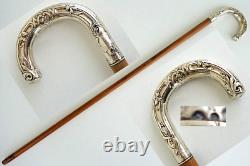 Walking cane with sterling silver pommel and handle, Art Nouveau period circa 1900