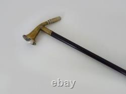 Walking cane with wooden hunting horn system, early 20th century