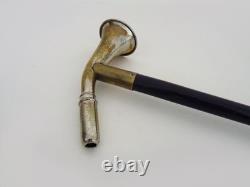 Walking cane with wooden hunting horn system, early 20th century