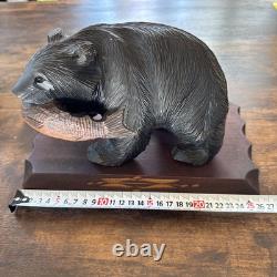 Wooden Bear Sculpture Object Hokkaido Folk Art Figurines