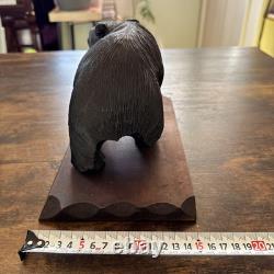 Wooden Bear Sculpture Object Hokkaido Folk Art Figurines