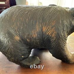 Wooden Bear Sculpture Object Hokkaido Folk Art Figurines