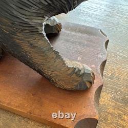 Wooden Bear Sculpture Object Hokkaido Folk Art Figurines