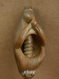 Wooden Carved Hazelnut Nutcracker Squirrel Folk Art XIXth Century