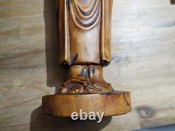 Wooden Carving Antique Buddha Guanyin Statue Sculpture Boxwood