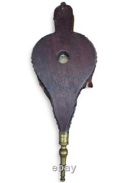 Wooden Chimney Bellows Sculpted in the Likeness of Bacchus Between Two Scrolls