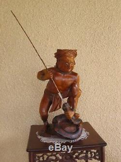 Wooden Statue Of A Vietnam M'hong Serpent Hunter 45 CM High