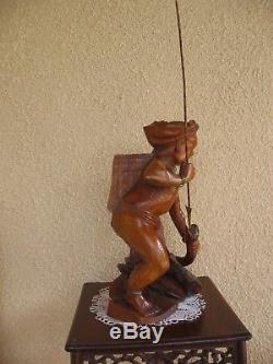 Wooden Statue Of A Vietnam M'hong Serpent Hunter 45 CM High