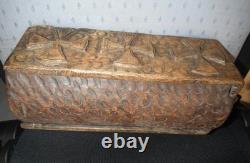 Wooden box with carved Maltese crosses (folk art)