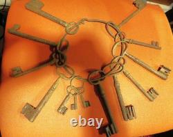 Wrought Iron Keys, 18th Century, Lot of 13 Keys, Folk Art – For Decoration