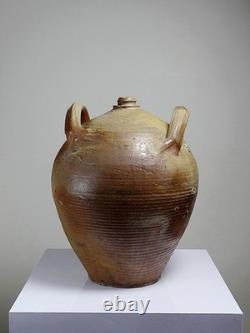 XXL Stoneware Jar from the 19th Century, French Craftsmanship, Puisaye Antique Bottle