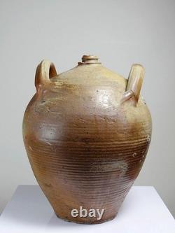 XXL Stoneware Jar from the 19th Century, French Craftsmanship, Puisaye Antique Bottle